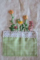 Leinentasche mit Blumenstickerei, neu