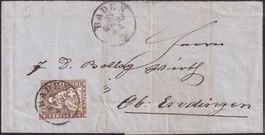 Strubelbrief 1863 von BADEN nach Ober Endingen (AG) mit 22G
