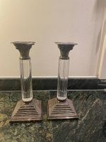 1 Paar Kerzenstöcke, Silber und Plexiglas