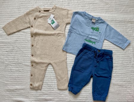 Baby Set Gr. 68 – Strick-Overall NEU, Shirt & Hose