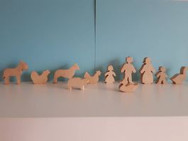Holzfiguren Set (11 Stück) Tierfiguren