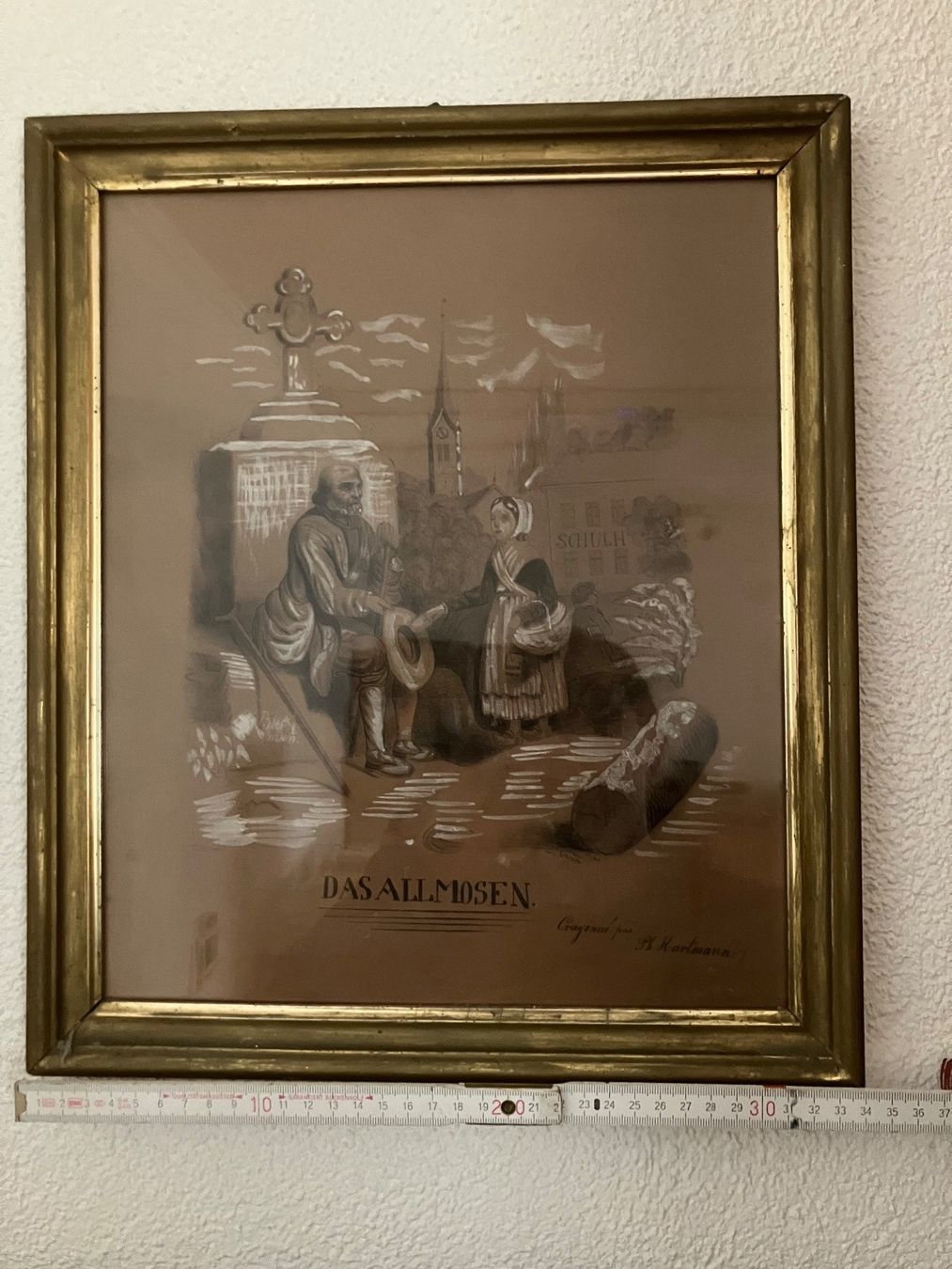 Poster & Bilder: Antikes Bild "Das Almosen" gold gerahmt PH. Hartmann – Gebraucht aus Schlieren von mvm01 5