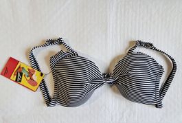 Lahco Bikini-Oberteil Gr. 38C, schwarz-weiss gestreift