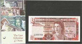 GIBRALTAR - 1 PFUND 1988 -  LETZTE BANKNOTE DIESER WAEHRUNG