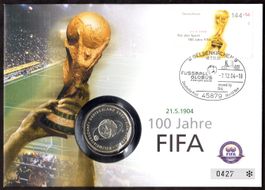 Silber, 100 Jahre FIFA, Euro 10,00 Münze, Silber 925 /18gr.