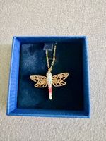 Swarovski Libellen Anhänger Halskette Goldfarben