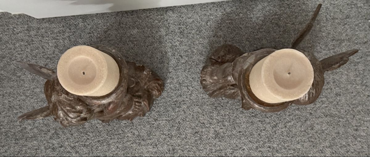 Statuette: 2 antike Engel-Kerzenständer – Usato da Wettingen venduto da Mat5430 1