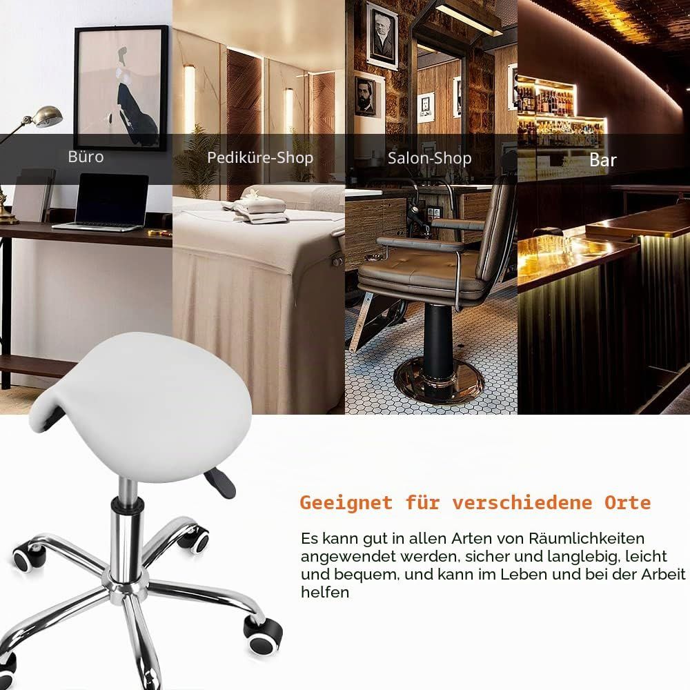 Hocker: Sattelhocker Arbeitshocker Rollhocker mit Rollen drehbar – Neu und originalverpackt aus Herisau von Serenco 5