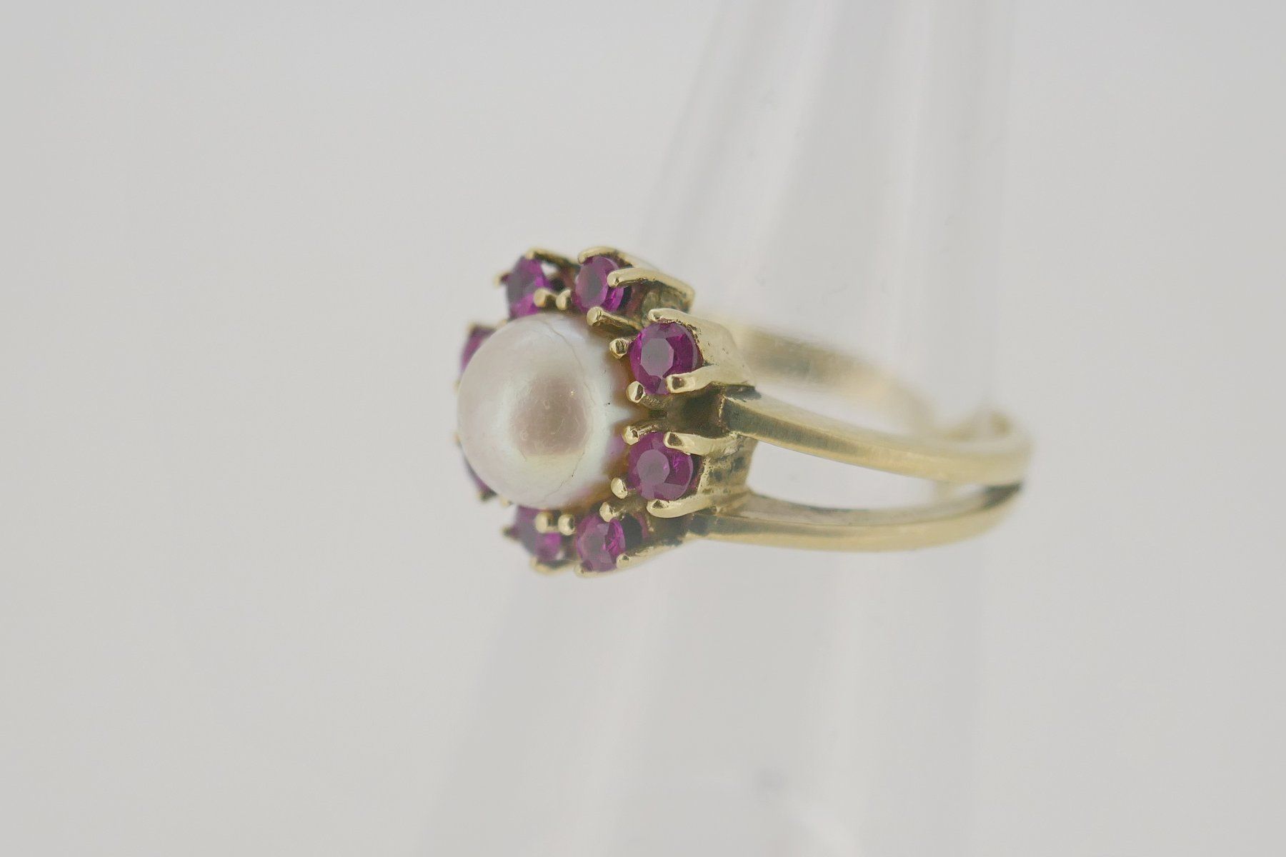 Anelli: Schöner Perlen Ring mit Rubine Ringgr. 53 14 Karat – Usato da Schaffhausen venduto da swisswatches-andmore 3