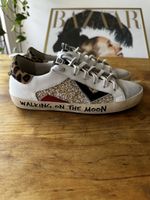 Sneakers 4B12cuir blanc paillettes léopard taille 36 occasio