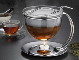 Teebereiter Mono Filo mit Stövchen Edelstahl Glas neuwertig