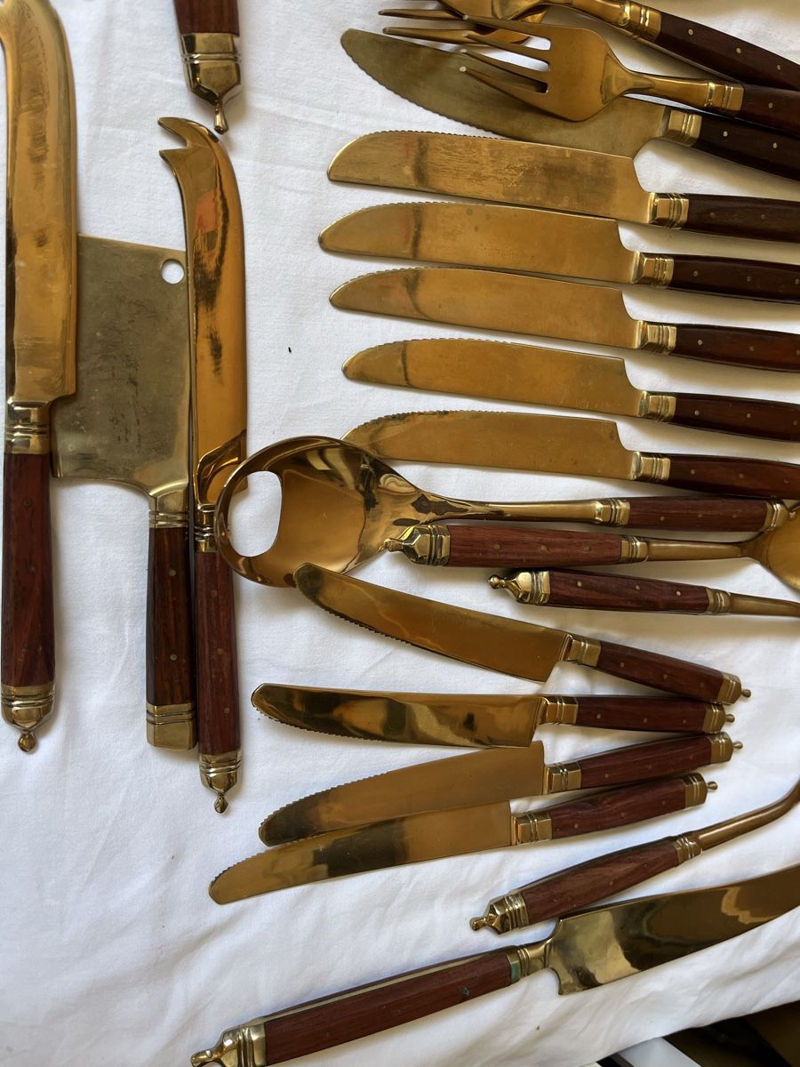 Bestecksets: GALLO Leonardo Besteck Bronze Rosenholz – Gebraucht aus Münchenstein von Sozial_Labor_Brocki 3