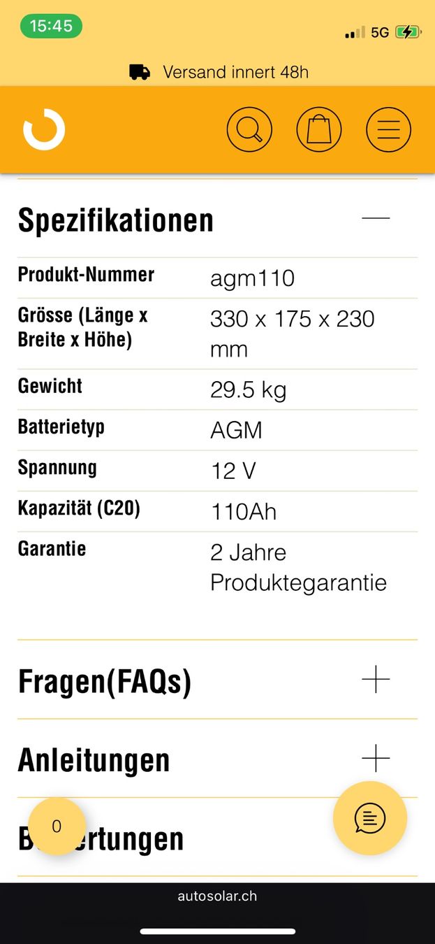 Batterie: AGM Autobatterie / 110 AH – Usato da Bern venduto da Hippiekuss 2