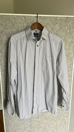 Olymp Hemd Langarm Grösse 44 Muster blau weiss braun