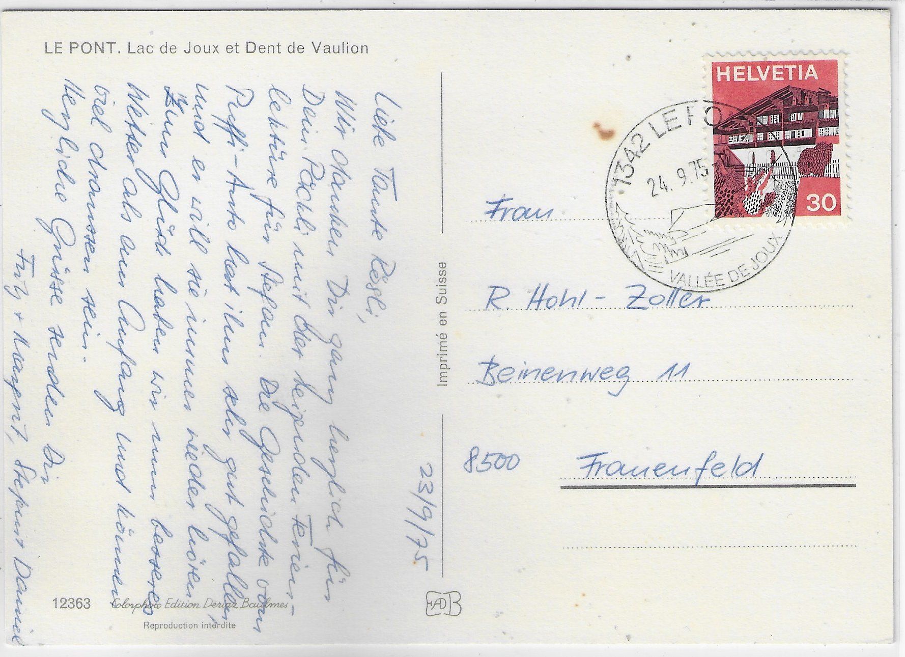 Cartoline postali: Le Pont - Lac de Joux – Usato da Ettingen venduto da Kartenplanet 1