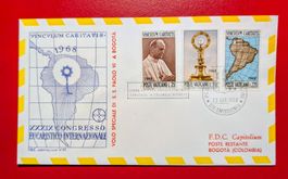 VATIKAN FLUGPOST FLUG PAPST PAUL BOGOTA KOLUMBIEN FDC 1968