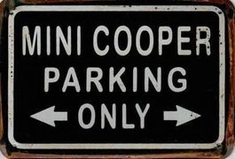 Rusty  Blechschild-MINI COOPER-PARKING O