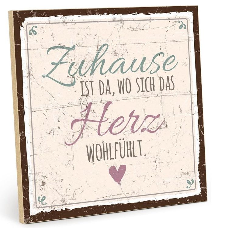 Holzschild mit Spruch ZUHAUSE IST DA, WO SICH DAS HERZ WOH Comprare