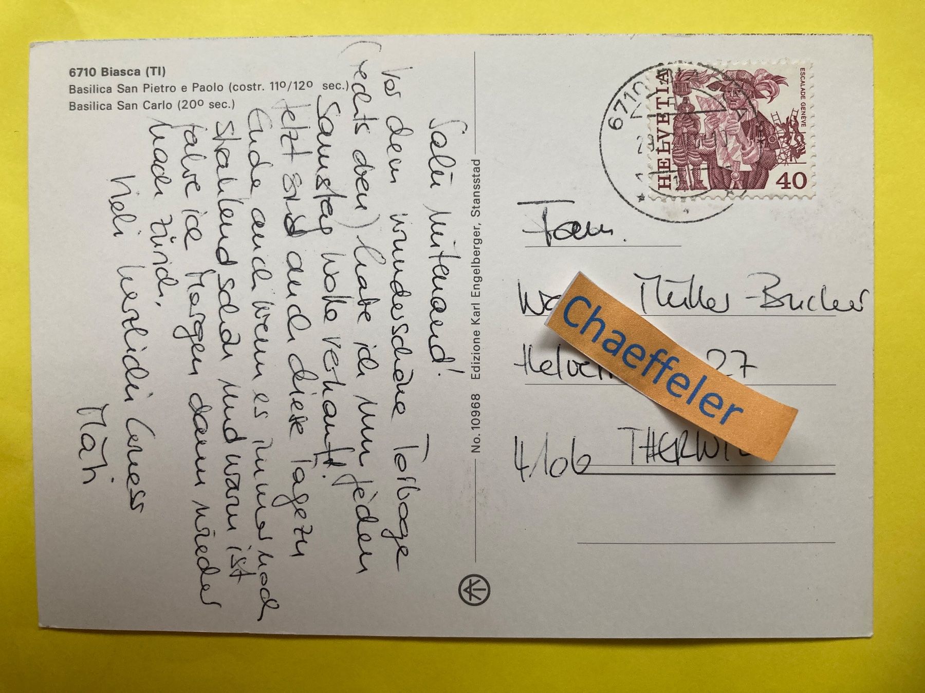 Ansichtskarten: 6710 Biasca TI – Gebraucht aus Zürich von Chaeffeler 1