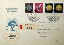 SUISSE LETTRE  SÉRIE ST MORITZ JANVIER 1948. SBK 30.00 /T321