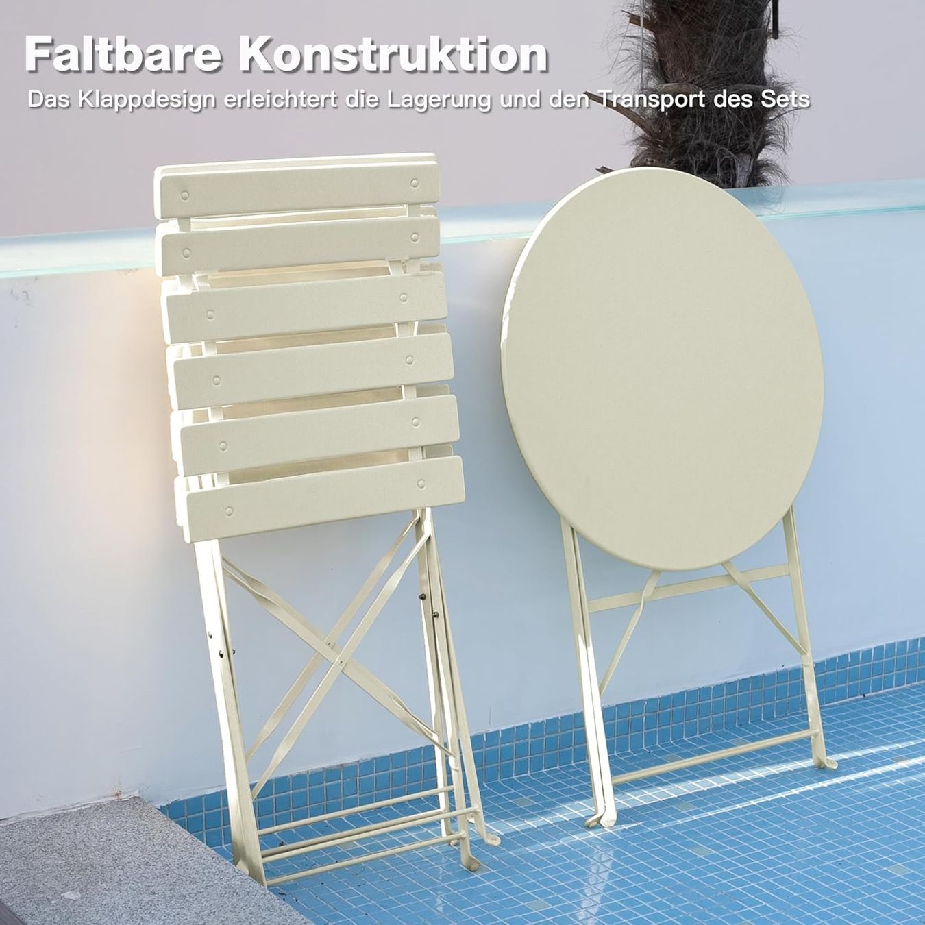 Tischset: Balkonmöbel Set 3-teilig Klappbar Bistrotisch 2 Stühle – Neu und originalverpackt aus Hallau von Sale50OFF 3