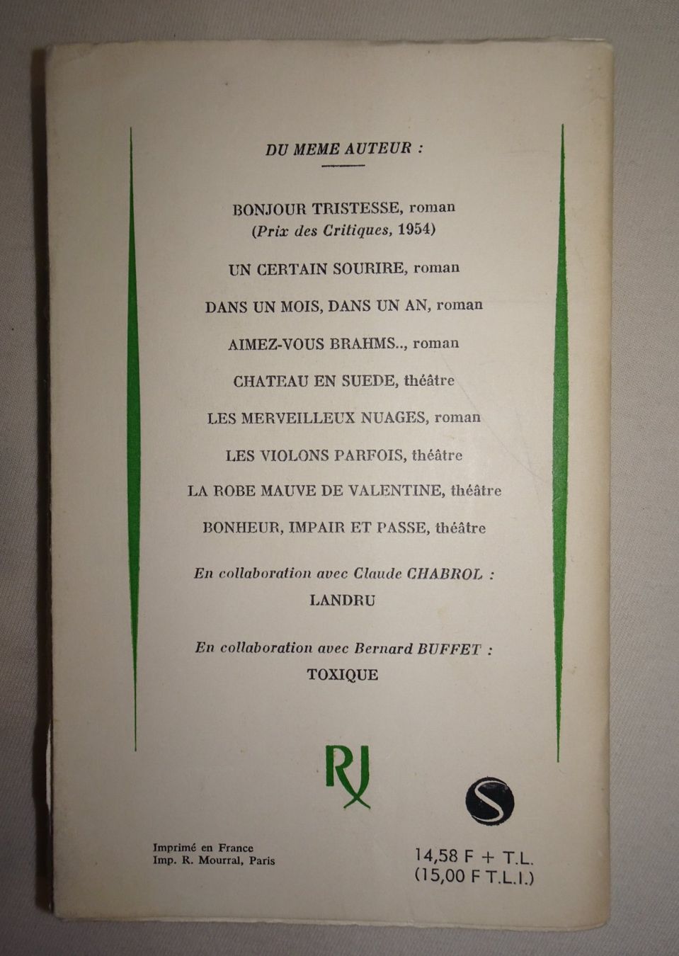 Libri: La Chamade, Françoise Sagan, édition Julliard – Usato da Châtelaine venduto da fil_7lqg 1