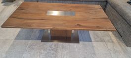 Couchtisch Massivholz Eiche mit Metall-Inlay