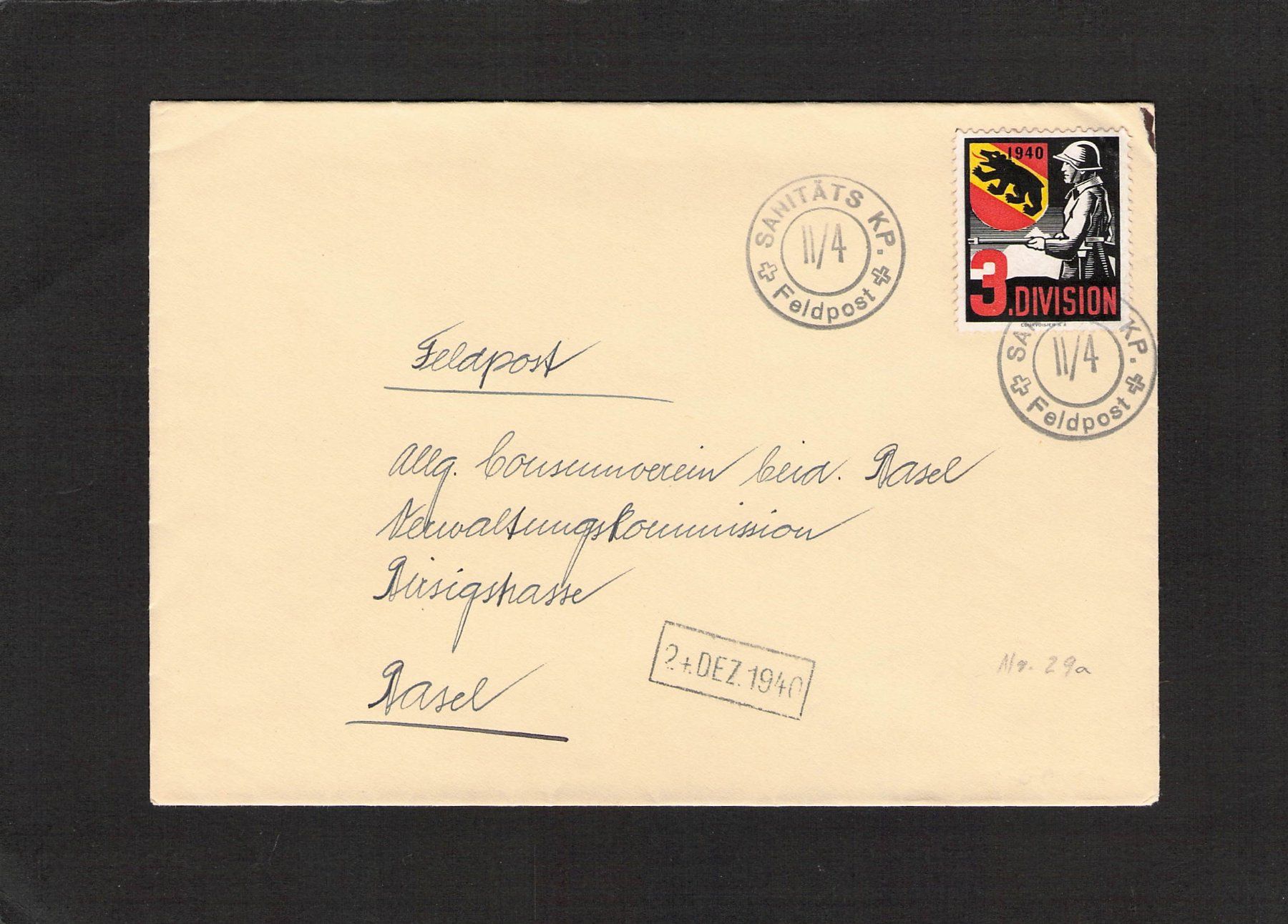 Alle Briefmarken: Kommandostäbe , Beleg mit Nr.29a , 2.12.1940 – Gebraucht aus Reichenburg von Pipo-67