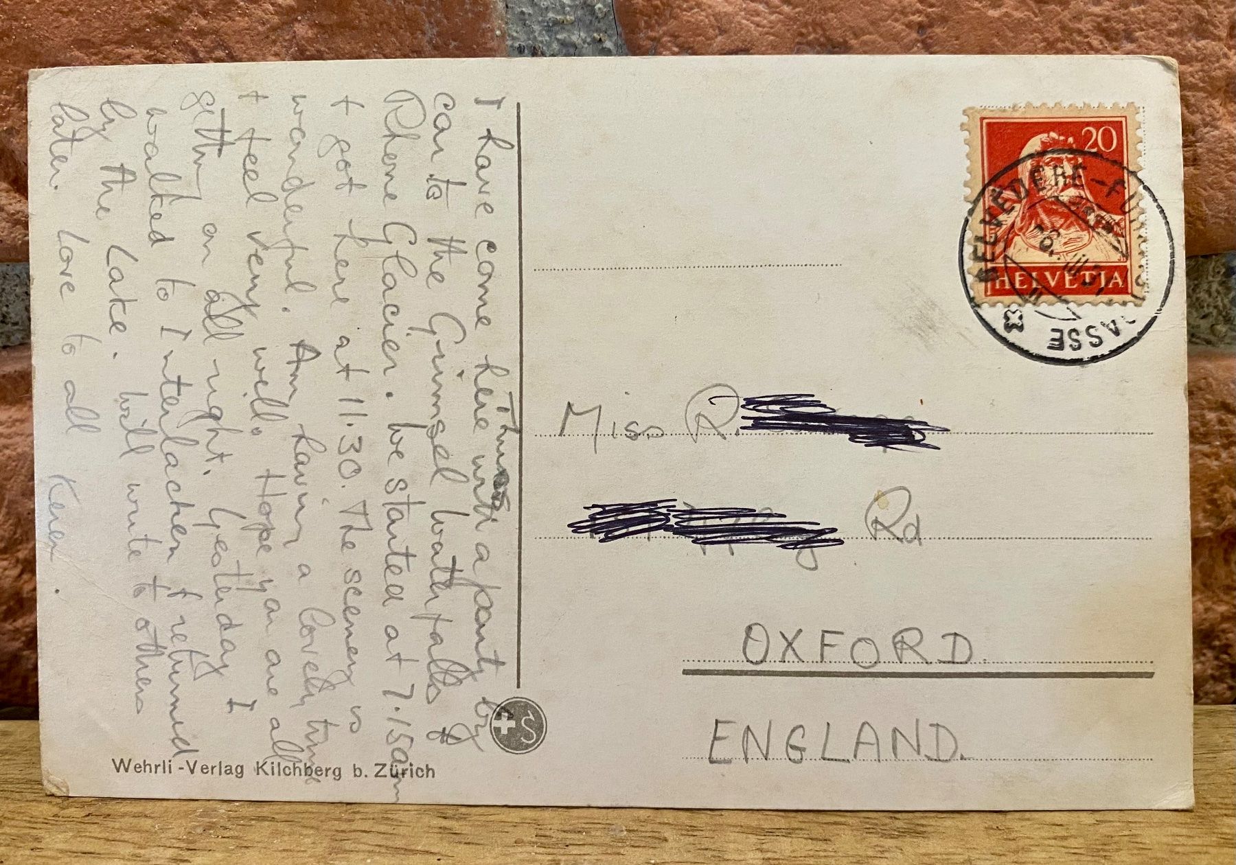 Ansichtskarten: 1931 Grimselstrasse mit Rhonegletscher & Postauto – Gebraucht aus Root von ENGLAND-TREASURES 2