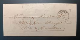 Faltbrief GENOVA 1858 nach Frankreich, rücks.Roter St.NIZZA