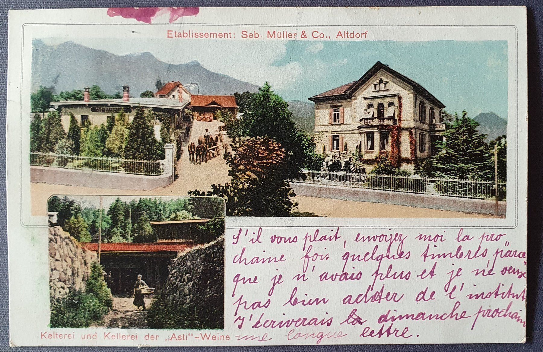 Cartoline postali: Chatel St. Denis 1913 Kelterei Müller – Usato da Kreuzlingen venduto da Rschweiz1