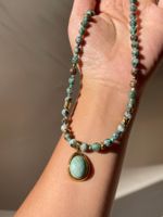 Türkis Edelstein Kette 18k vergoldete Edelstahl Handmade