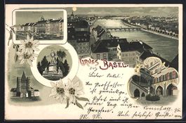 Litho Basel, Ortsansicht, Rathaus, St.Ja