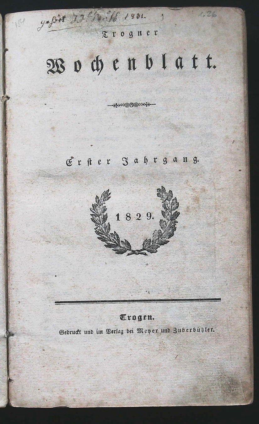 Livres: Trogen Wochenblatt JG 1829 und 1830 – D'occasion à Rafz par Helvet32