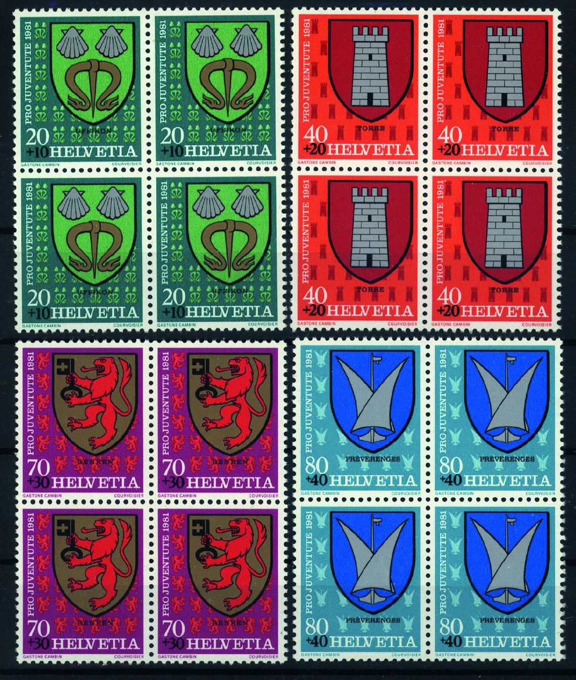 Alle Briefmarken: 1981, Pro Juventute, Viererblock ** – Gebraucht aus Willisau von Vollstempel
