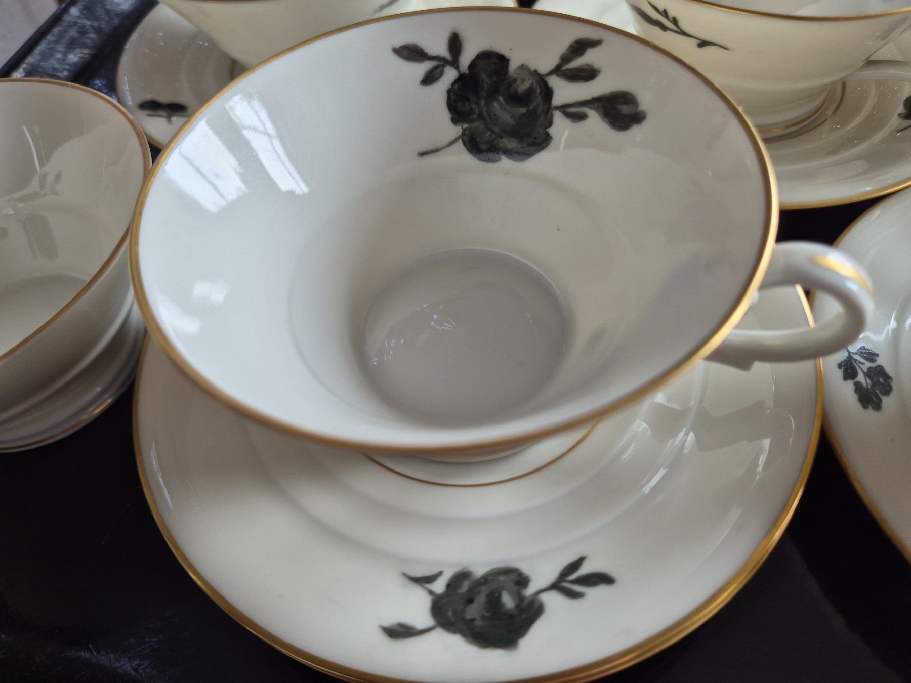 Tazze: 6 Vintage Teeservice, Rosenmuster, Goldrand, – Usato da Bern venduto da aronari 3