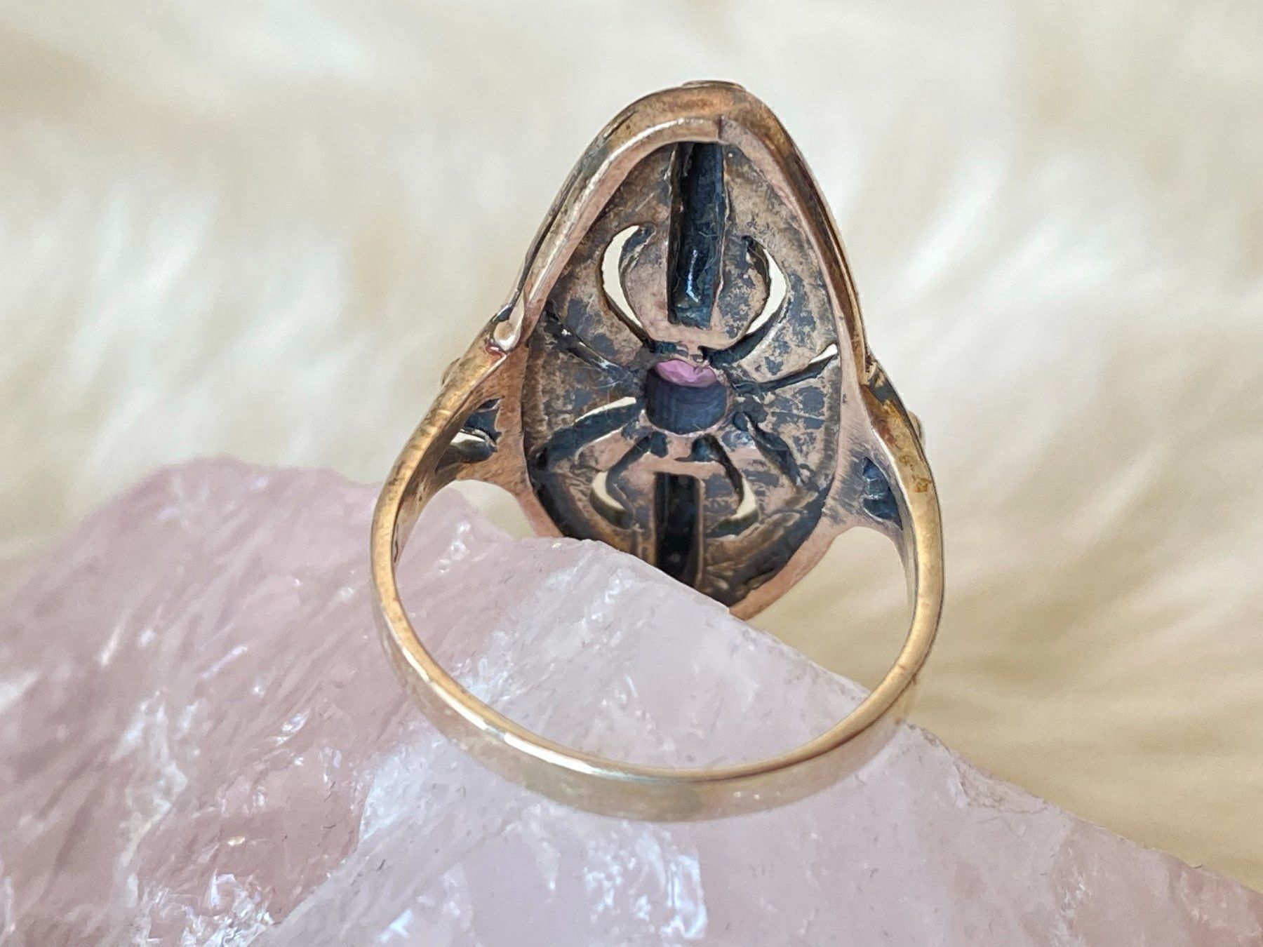 Anelli: Ring Silber 925 mit lila+schwarzem Stein – Usato da Istighofen venduto da Ringparadies 2