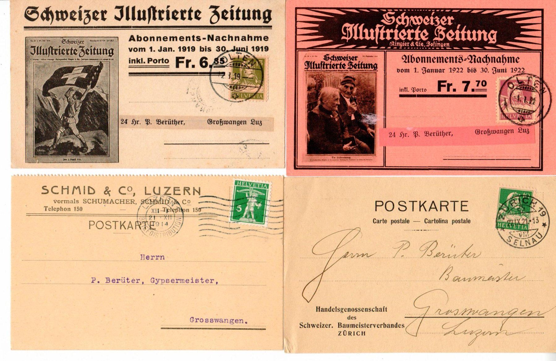 Tutti i francobolli: 4 Postkarten – Usato da Wolhusen venduto da Curver9