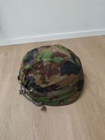 Schweizer Militärhelm antik, Stahl, komplett mit Leder