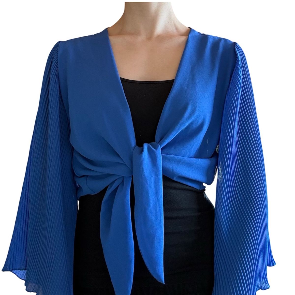 Top: Top bleu fluide à nouer devant - S/M - jamais porté – Nuovo e nell'imballaggio originale da Montana venduto da Jeanne_huggler 1
