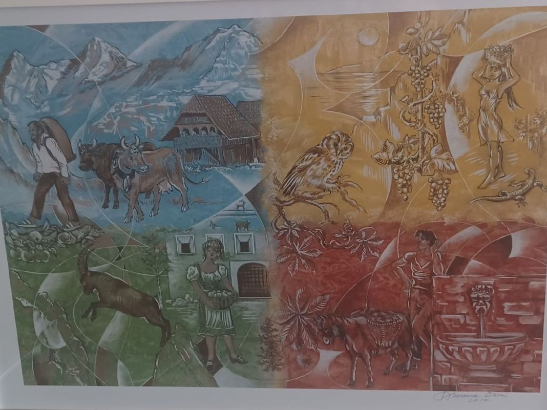 Grafica & Litografie: Farb-Lithographie "Die Schweiz" von Simone Erni – Nuovo e nell'imballaggio originale da Horw venduto da Benny24 3