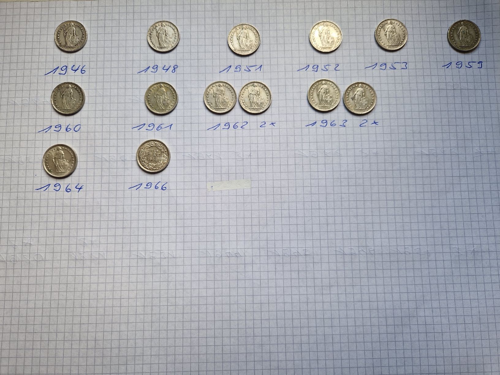 Tutti le monete: 0.5 Franken Silber, 1946-1966 – Usato da Alterswil FR venduto da Paseo0 1