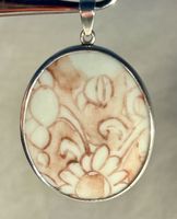 Pendentif argent, ancien tesson porcelaine, Chine