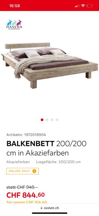 TUGA Massivholz Balkenbett 200x200 - Daybett Ohne Überstand, 48cm Hoch, Für 2 Matratzen, Aus Fichte