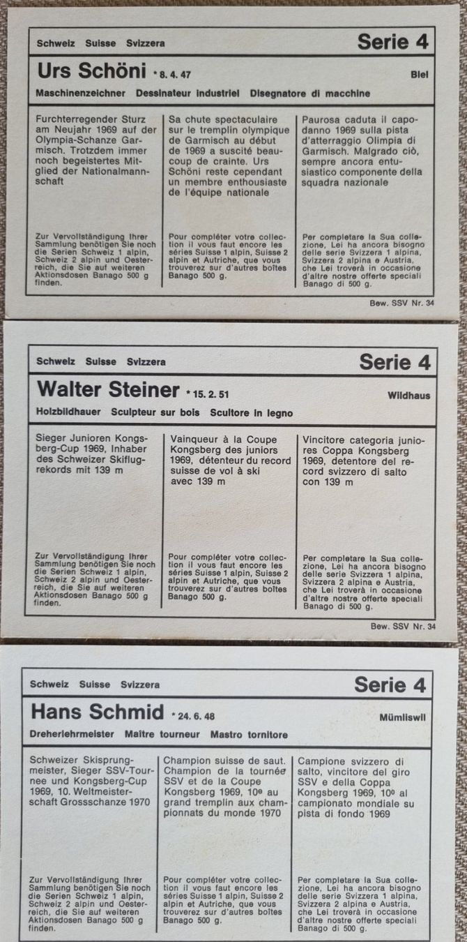 Carte collezionabili: Sammelbilder: Skispringer – Usato da Aarwangen venduto da Rom55 1