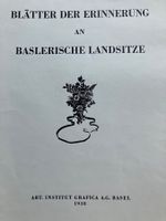 Hagenbach: Blätter d. Erinnerung an baslerische Landsitze