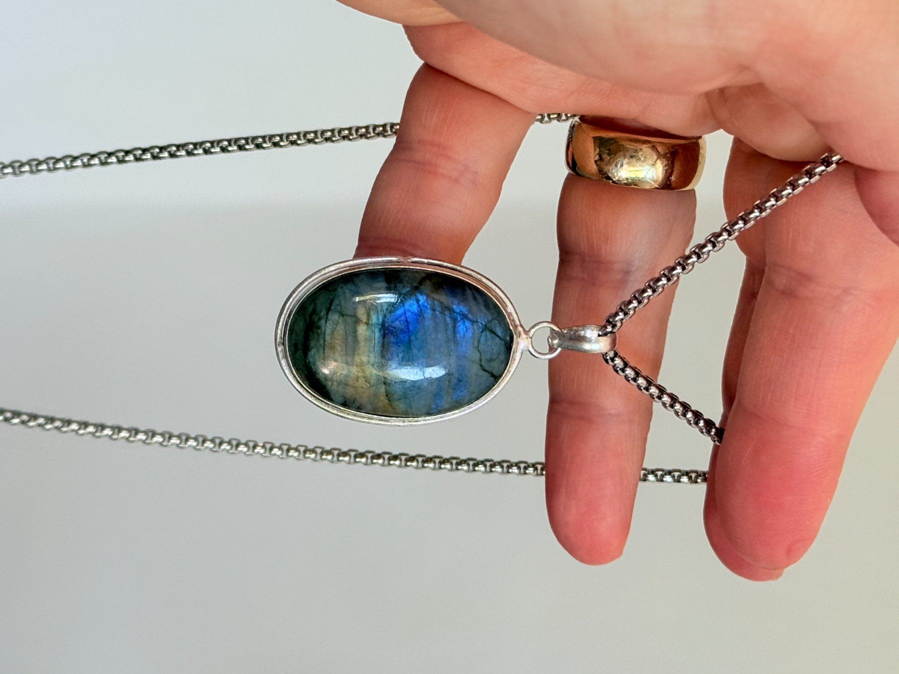 Catenine: Pendentif Labradorite , chaîne longue élégante – Nuovo e nell'imballaggio originale da Genève venduto da AWWA 4