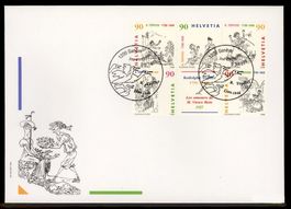 1999, FDC, Comics, Rodolphe Töpffer (Nr. 966–969)