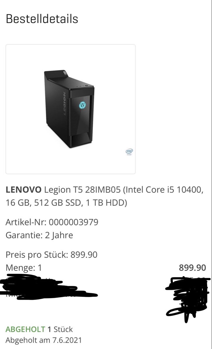 Lenovo PC: Gaming PC - Lenovo Legion T5 28IMB05 – Usato da Roggwil BE venduto da Thugsterio