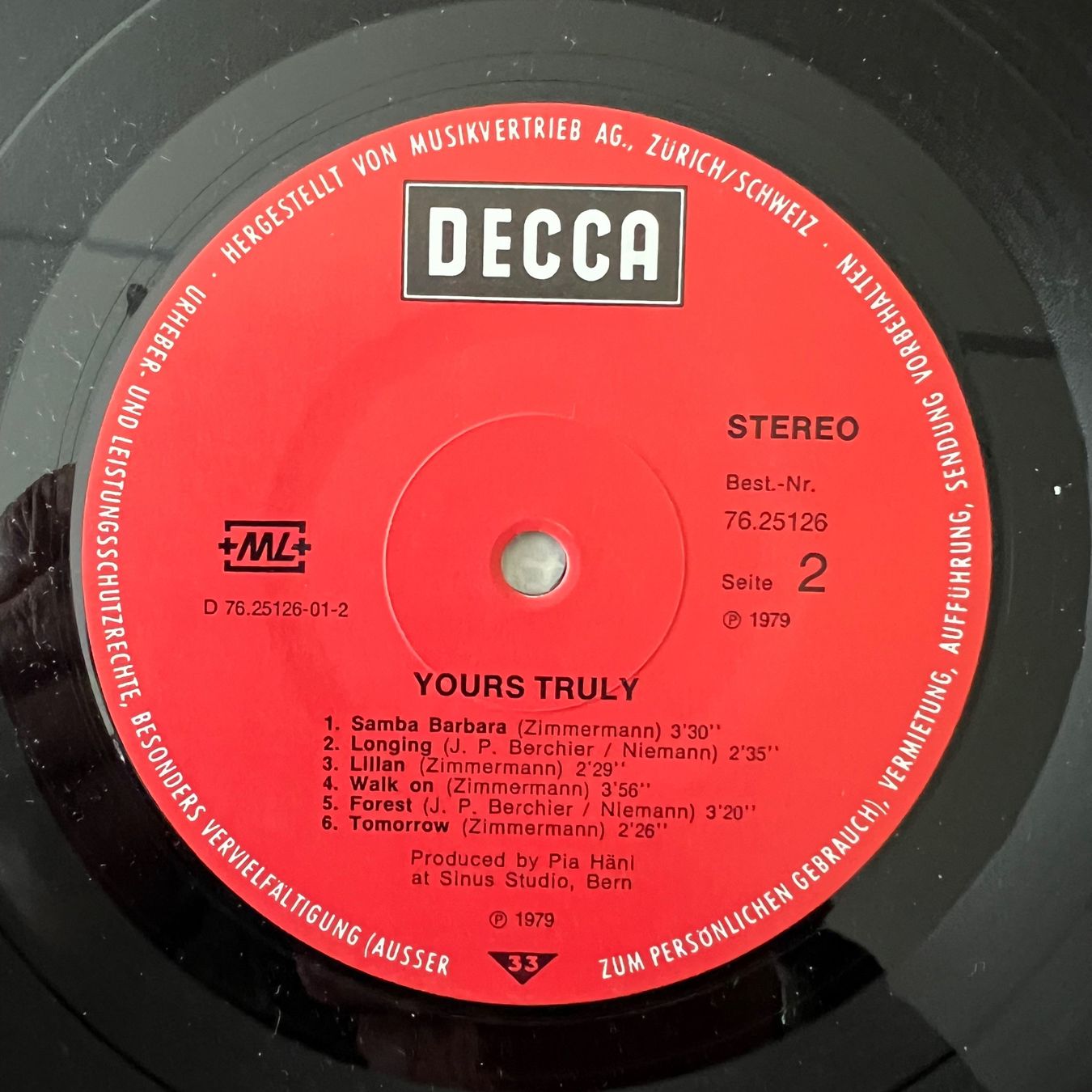 Schallplatten: Yours Truly - Same / 1. Swiss-Press. 1979 – Gebraucht aus Gais von soundcave57 3